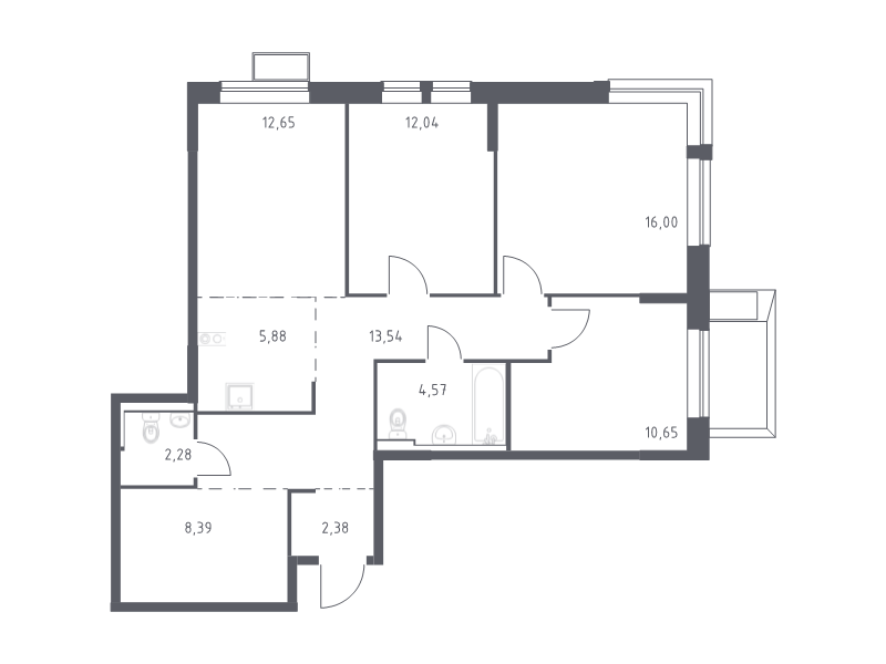 4 ккв (Евро) 88,4 м²
