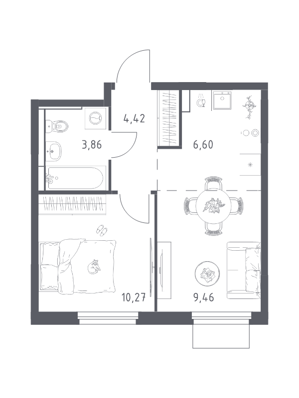 2 ккв (Евро) 34,6 м²