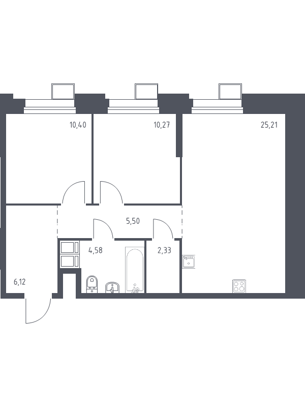 3 ккв (Евро) 64,6 м²