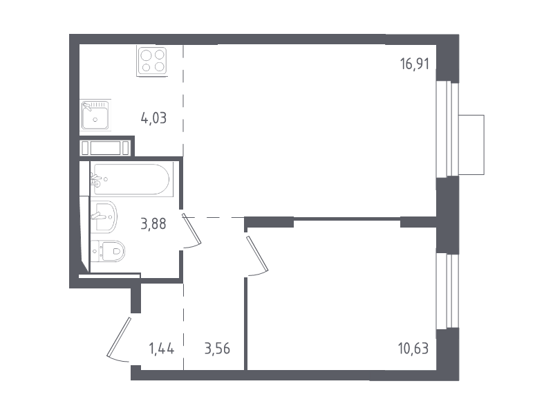 2 ккв (Евро) 40,4 м²