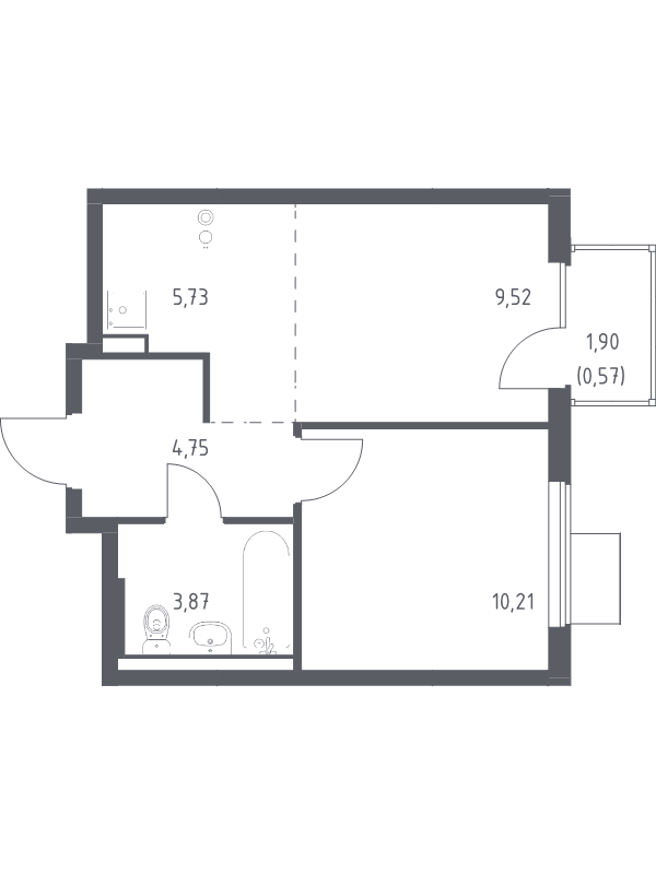 2 ккв (Евро) 34,7 м²