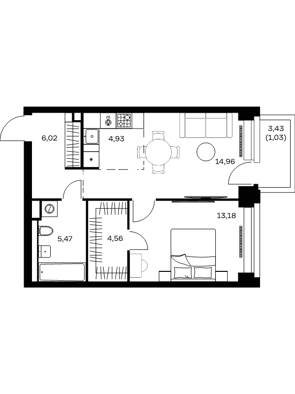 2 ккв (Евро) 50,2 м²