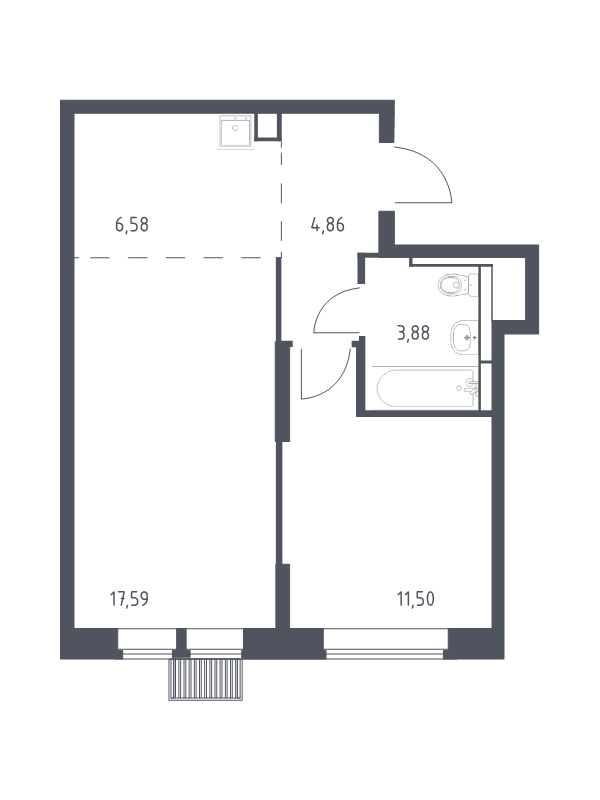 2 ккв (Евро) 44,4 м²