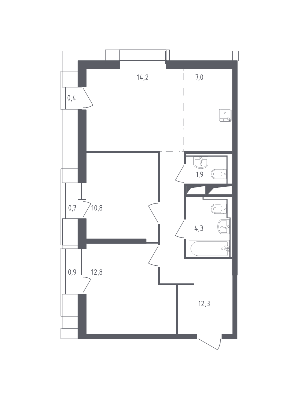 3 ккв (Евро) 64,9 м²