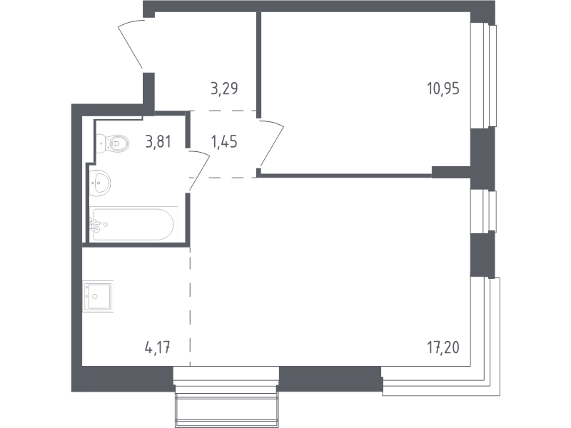 2 ккв (Евро) 40,9 м²
