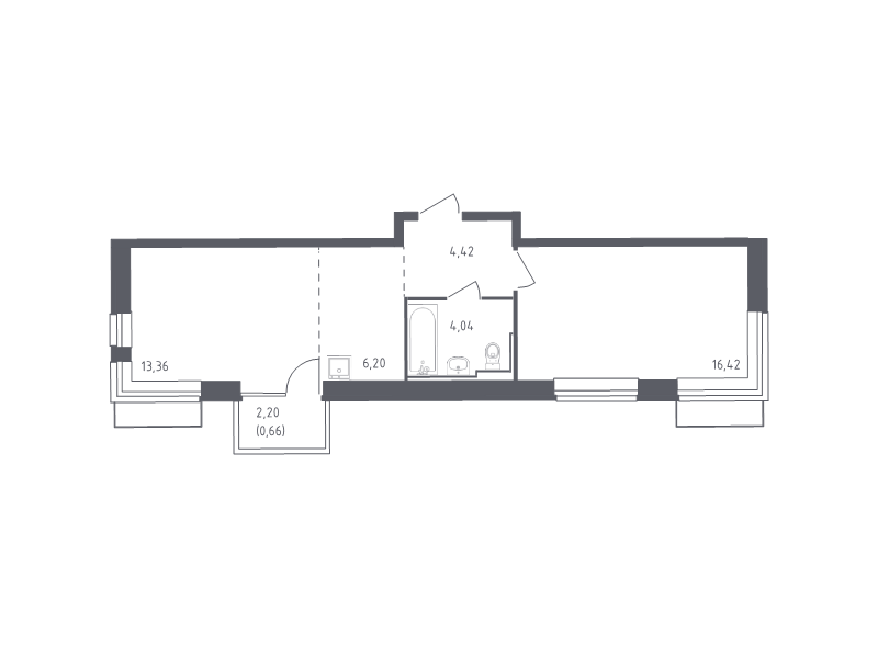 2 ккв (Евро) 44,4 м²