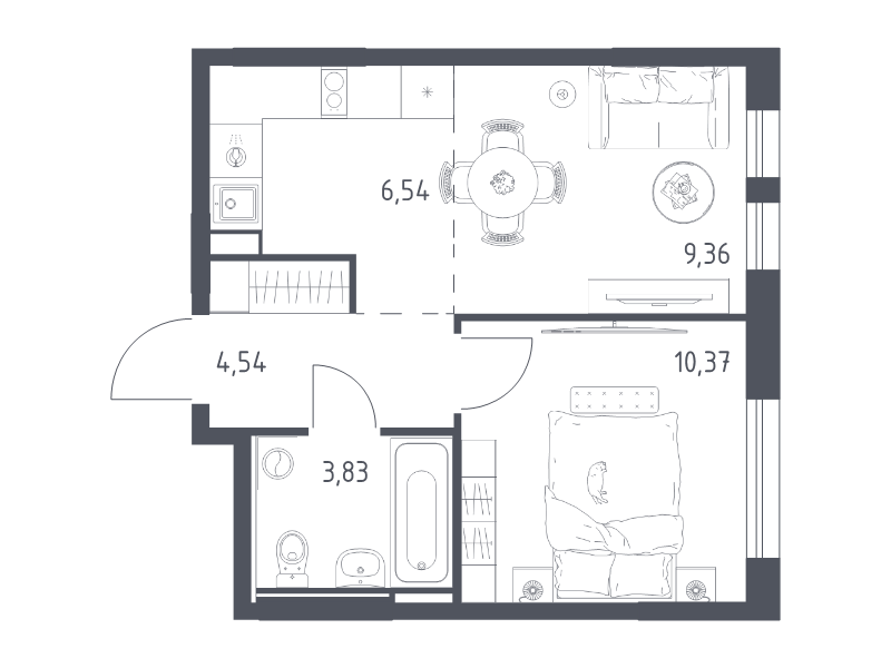2 ккв (Евро) 34,6 м²