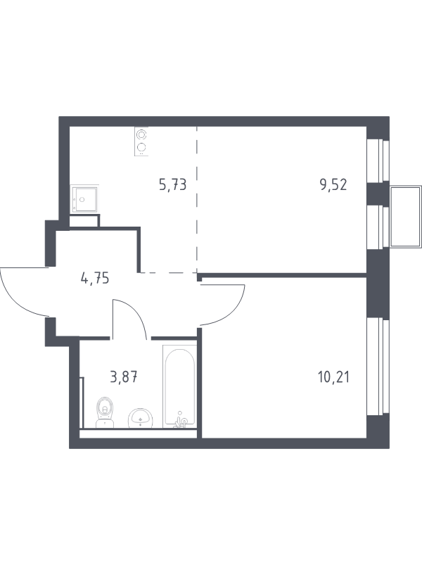 2 ккв (Евро) 34,1 м²