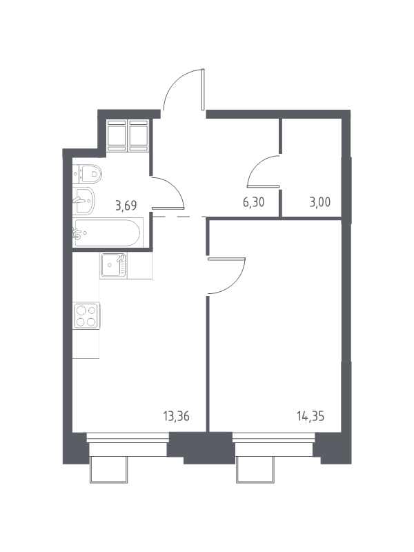 1 ккв 40,8 м²