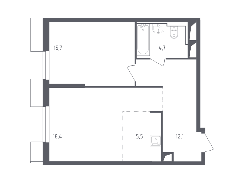 2 ккв (Евро) 56,4 м²