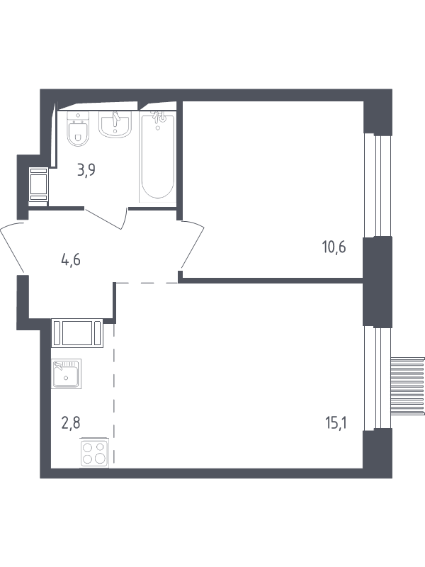 2 ккв (Евро) 36,3 м²