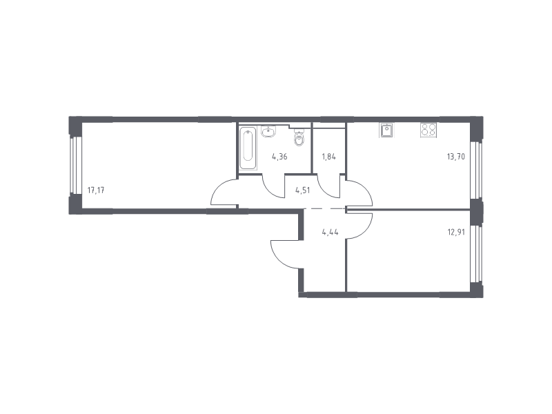 2 ккв 58,9 м²