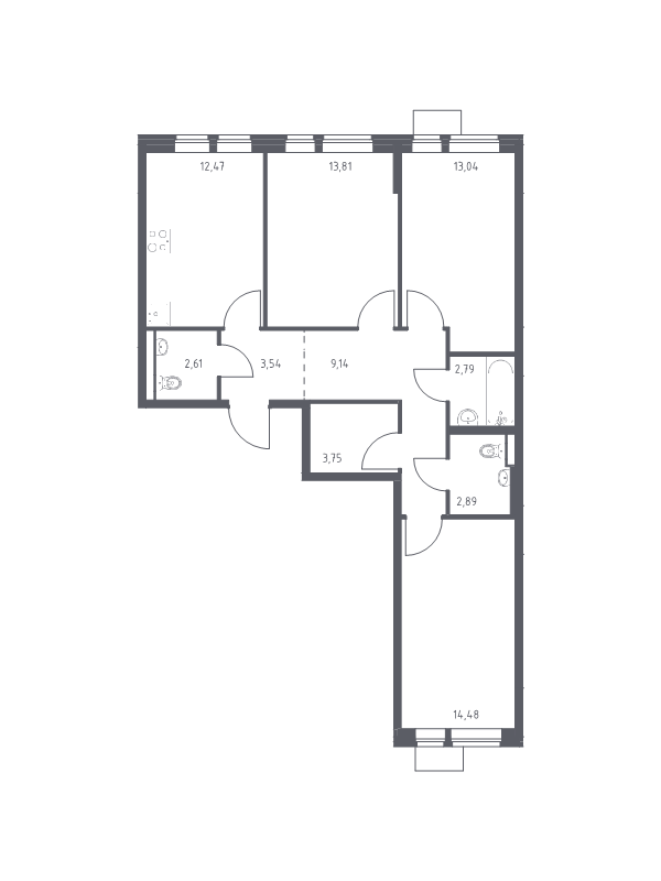 3 ккв 78,5 м²