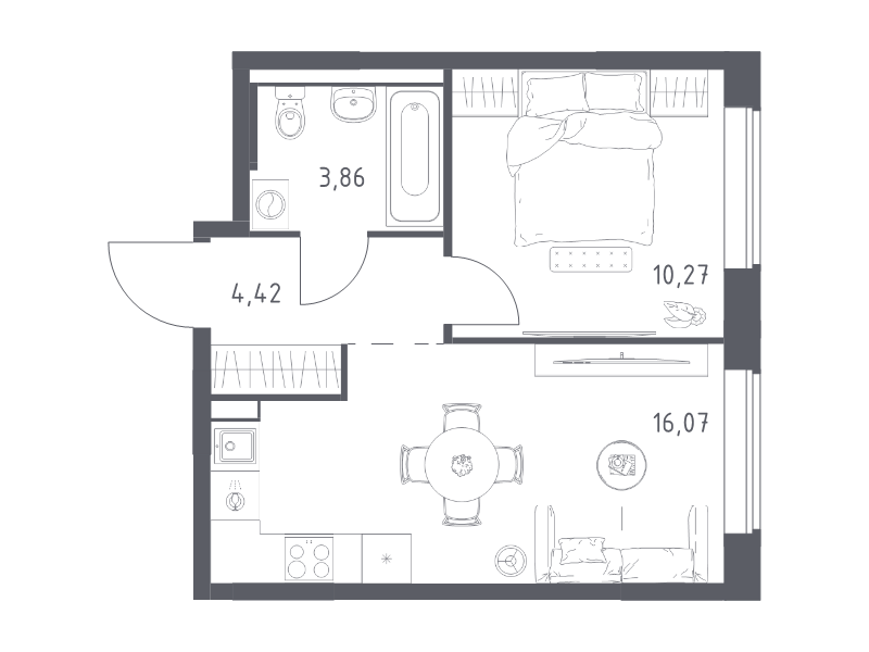 2 ккв (Евро) 34,6 м²