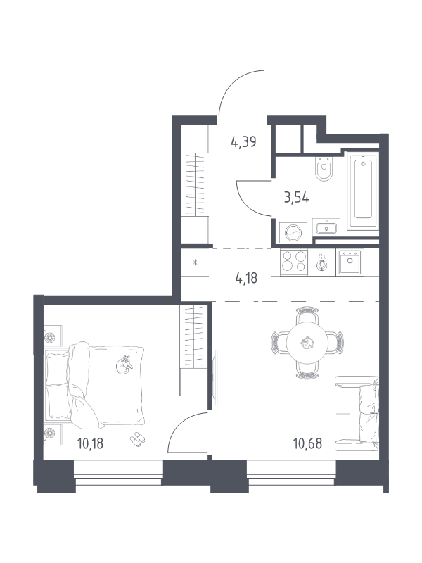 2 ккв (Евро) 33 м²