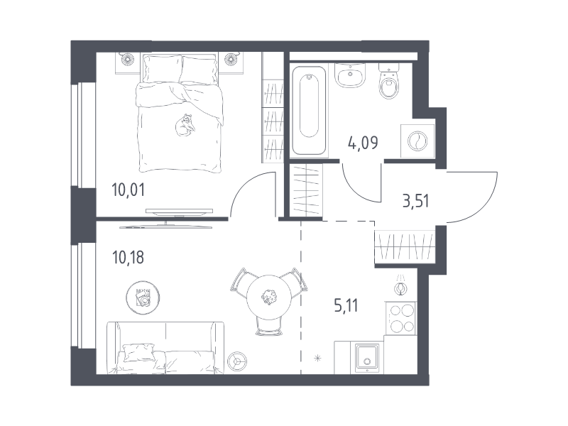 2 ккв (Евро) 32,9 м²