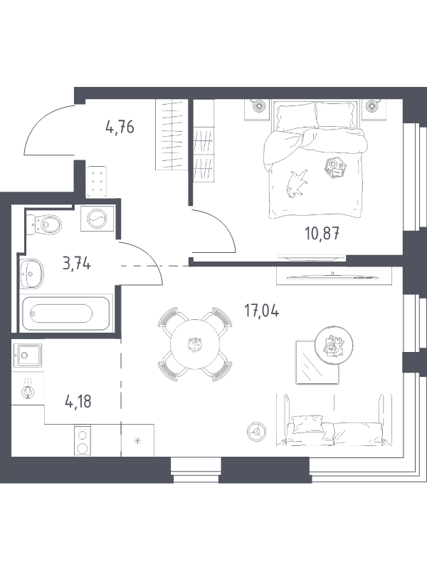 2 ккв (Евро) 40,6 м²