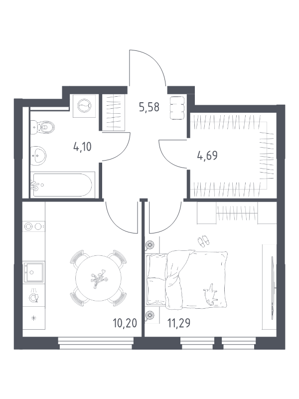 1 ккв 35,9 м²