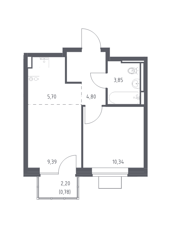 2 ккв (Евро) 34,9 м²