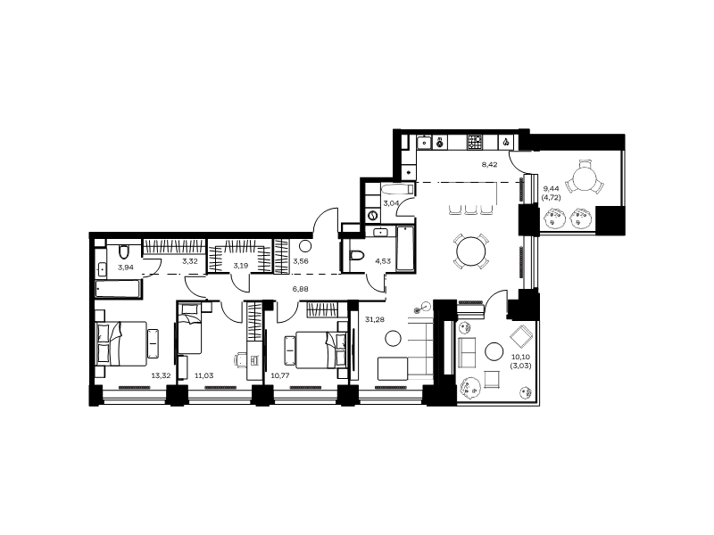4 ккв (Евро) 111 м²