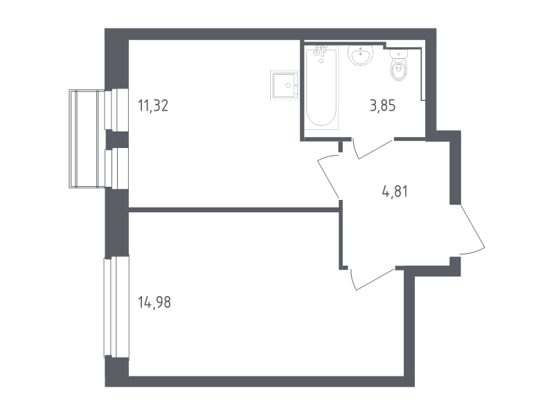 1 ккв 35 м²