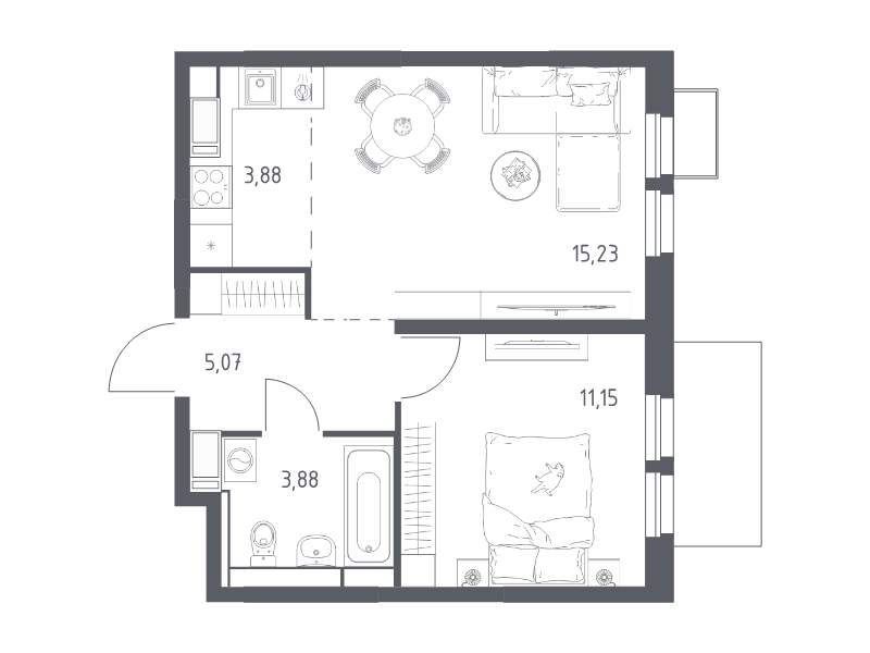 2 ккв (Евро) 39,2 м²