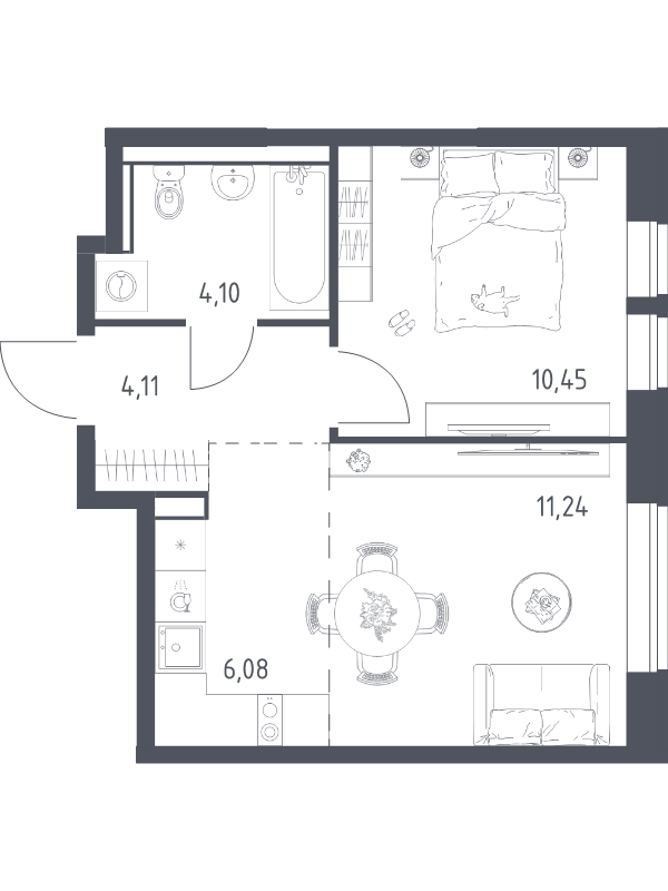 2 ккв (Евро) 36 м²