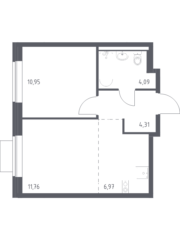 2 ккв (Евро) 38,1 м²
