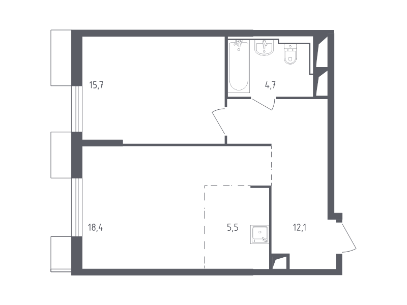 2 ккв (Евро) 56,5 м²