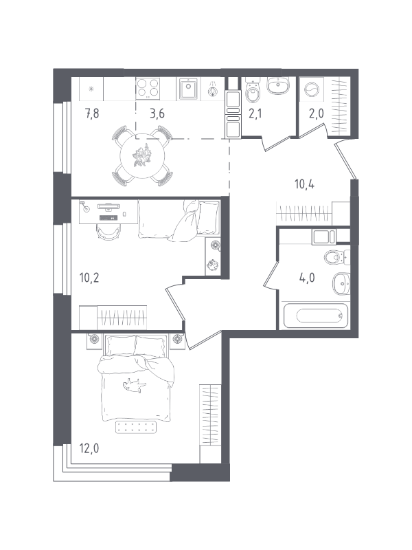 2 ккв 52,1 м²