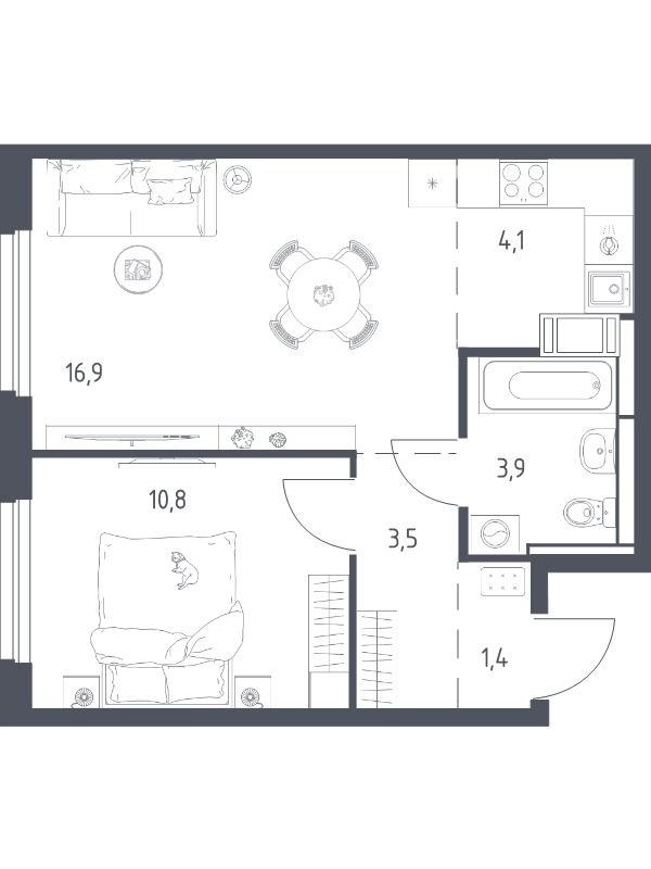 2 ккв (Евро) 39,7 м²