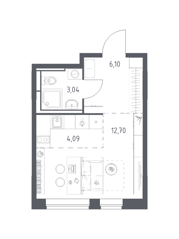 Студия 25,9 м²
