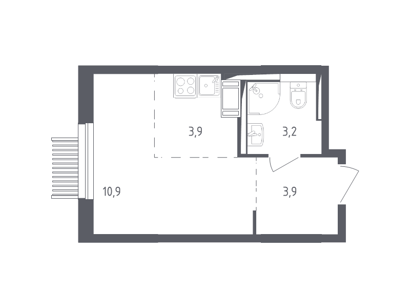 Студия 21,4 м²