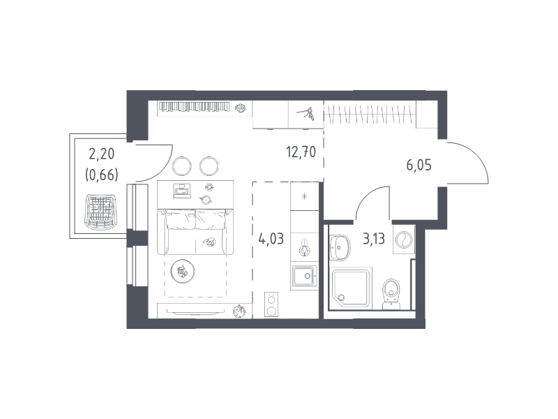 Студия 26,6 м²