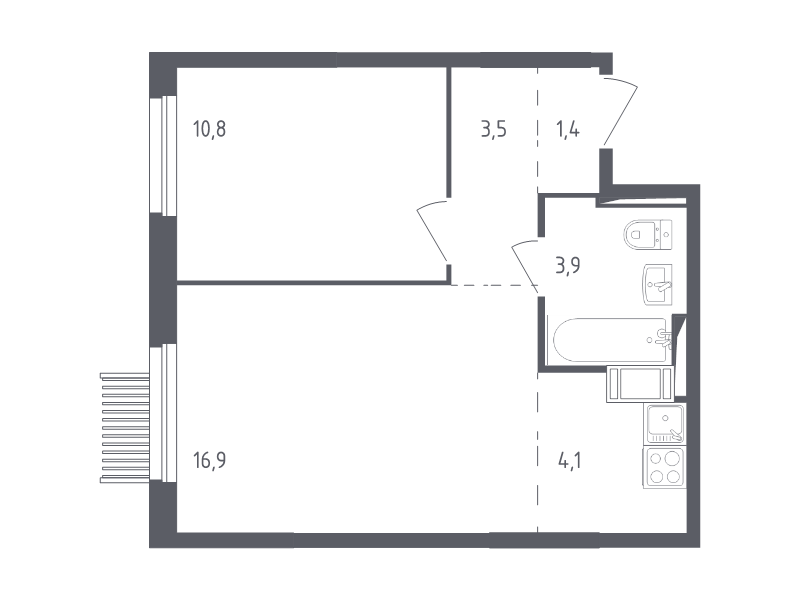 2 ккв (Евро) 39,8 м²