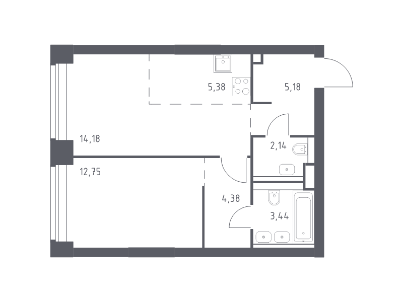 2 ккв (Евро) 47,5 м²