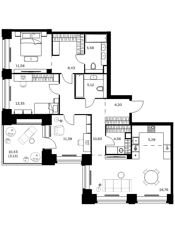 4 ккв (Евро) 108,2 м²