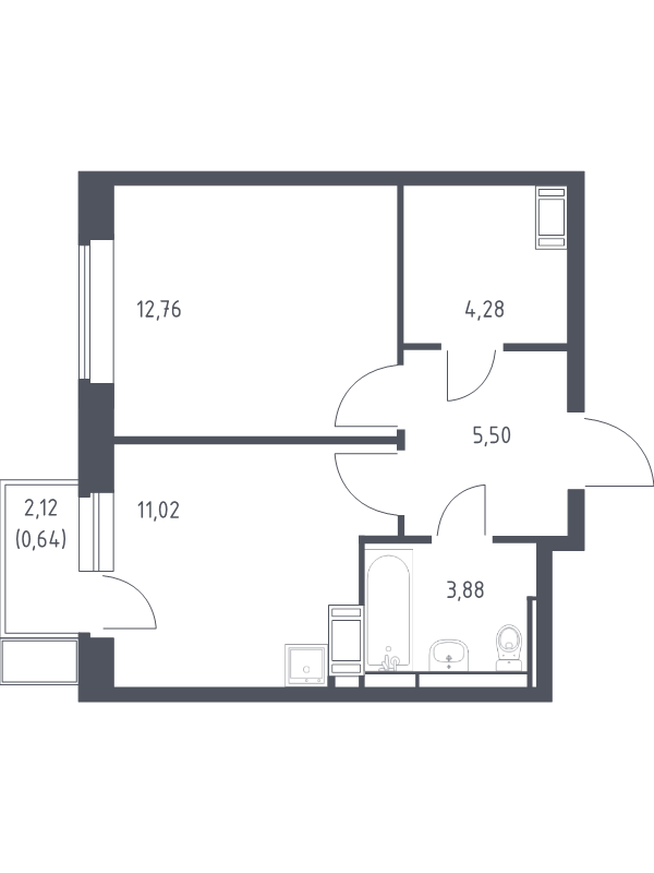 1 ккв 38,1 м²