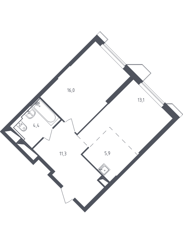 2 ккв (Евро) 50,7 м²