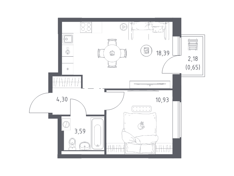 2 ккв (Евро) 37,9 м²