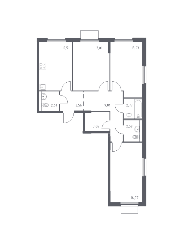 3 ккв 78,3 м²