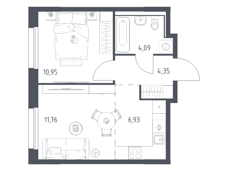 2 ккв (Евро) 38,1 м²