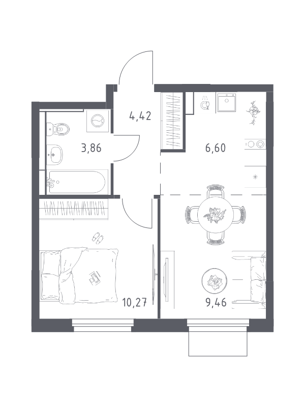 2 ккв (Евро) 34,6 м²
