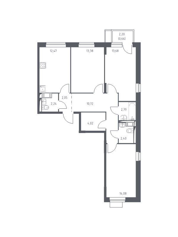 3 ккв 78,5 м²