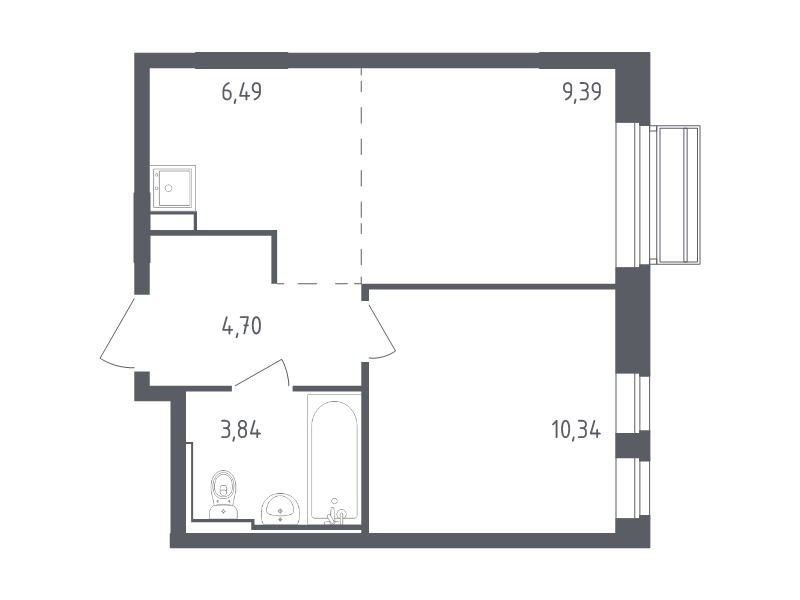 2 ккв (Евро) 34,8 м²