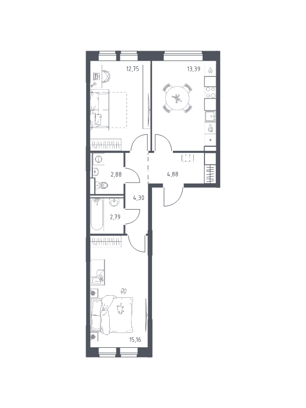 2 ккв 56,2 м²