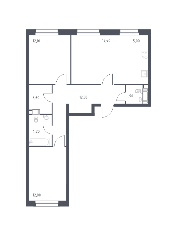 3 ккв (Евро) 69 м²