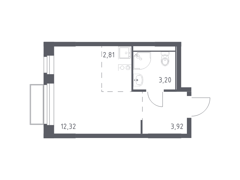 Студия 22,3 м²