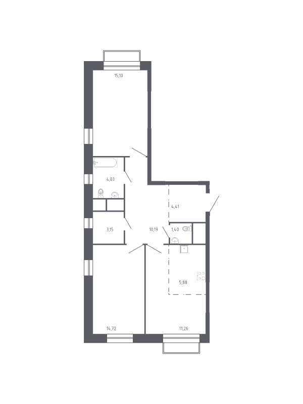 3 ккв (Евро) 69,3 м²