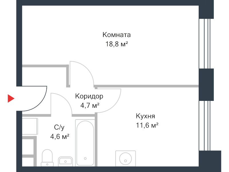1 ккв 39,8 м²